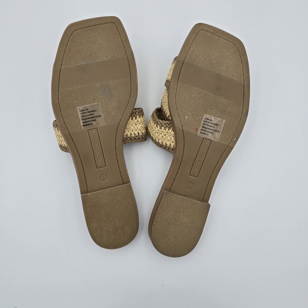 NWOT BCBGeneration Lileen Slide Sandals, Tan/Natural, 8.5M - Picture 10 of 12
